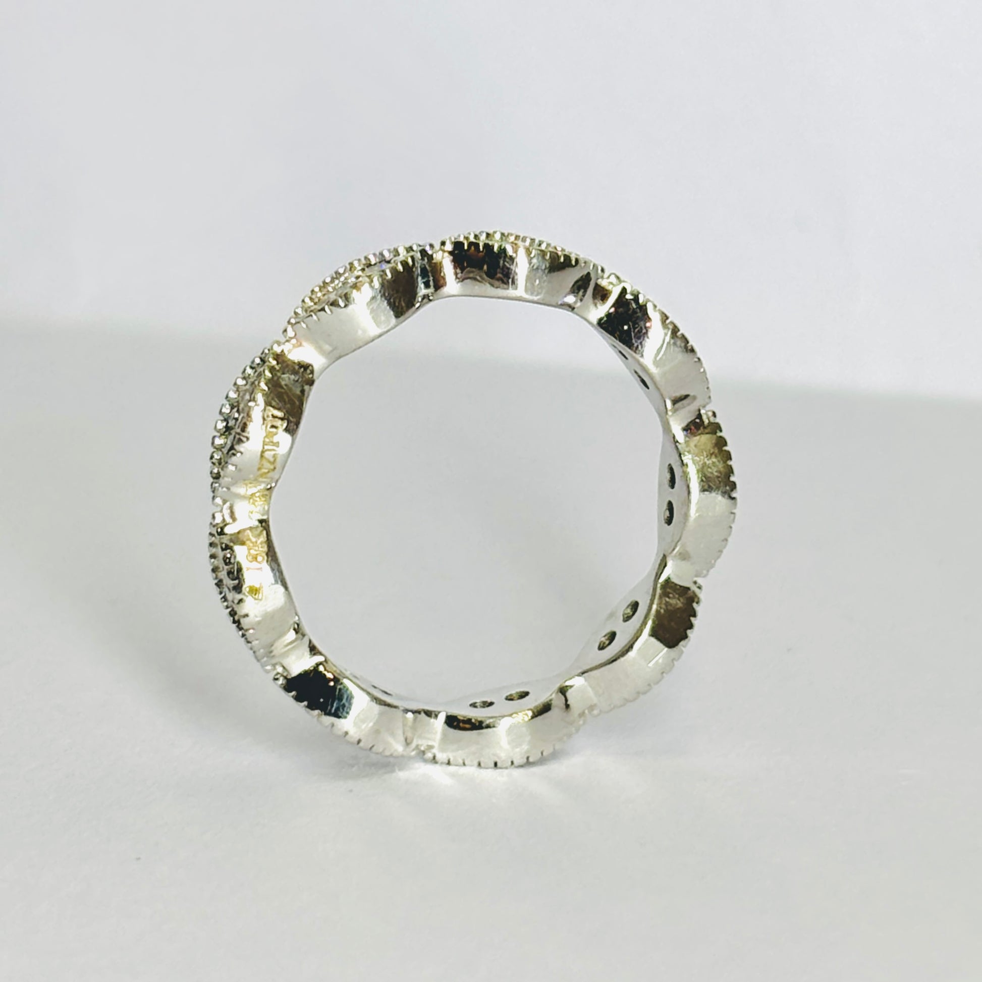 Fiona Diamonds Solace Knot Round Lab Diamond Designer Ring in 18K White Gold on hand