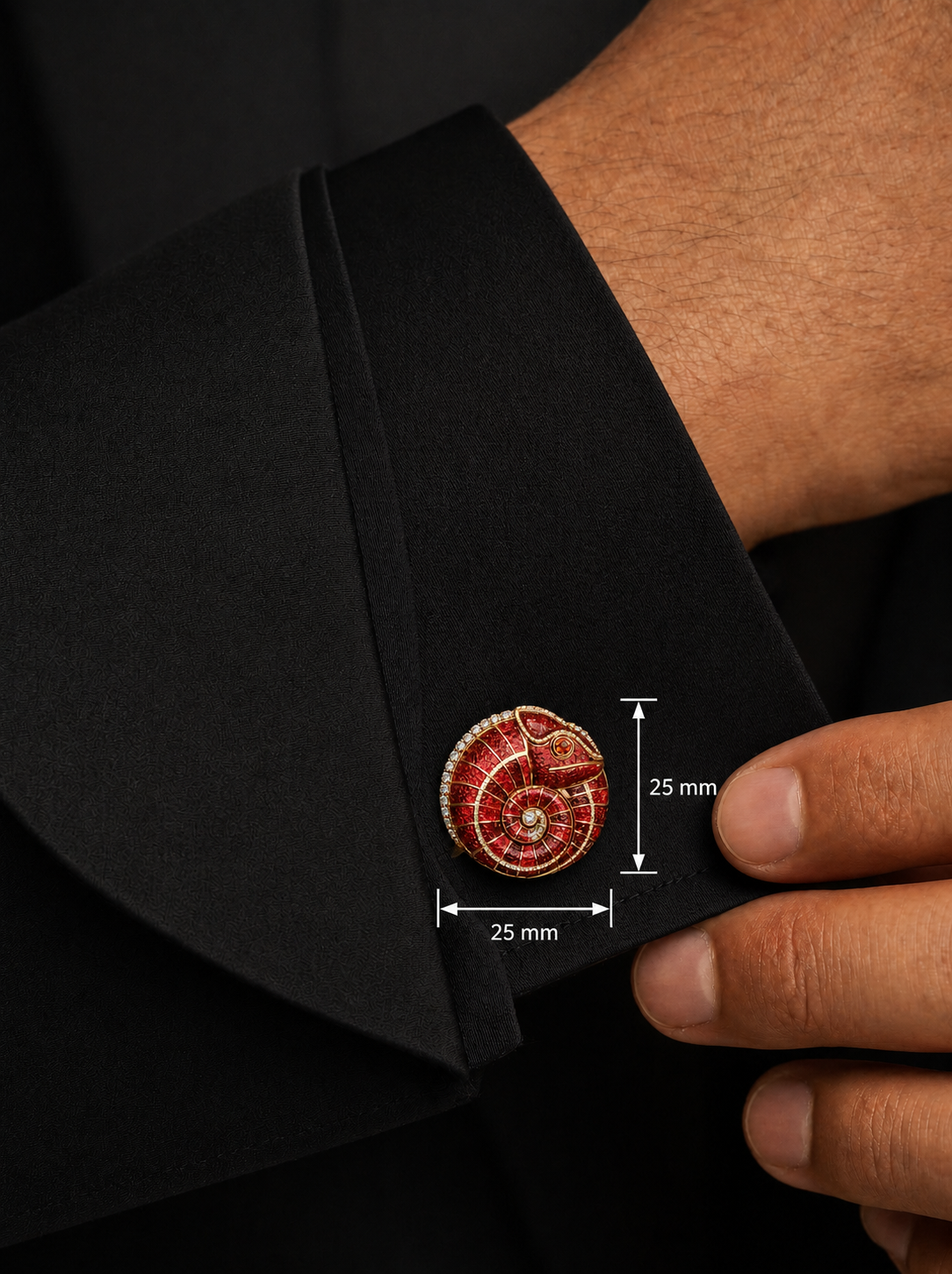 Mosaic Chameleon Lab Diamond Cufflink