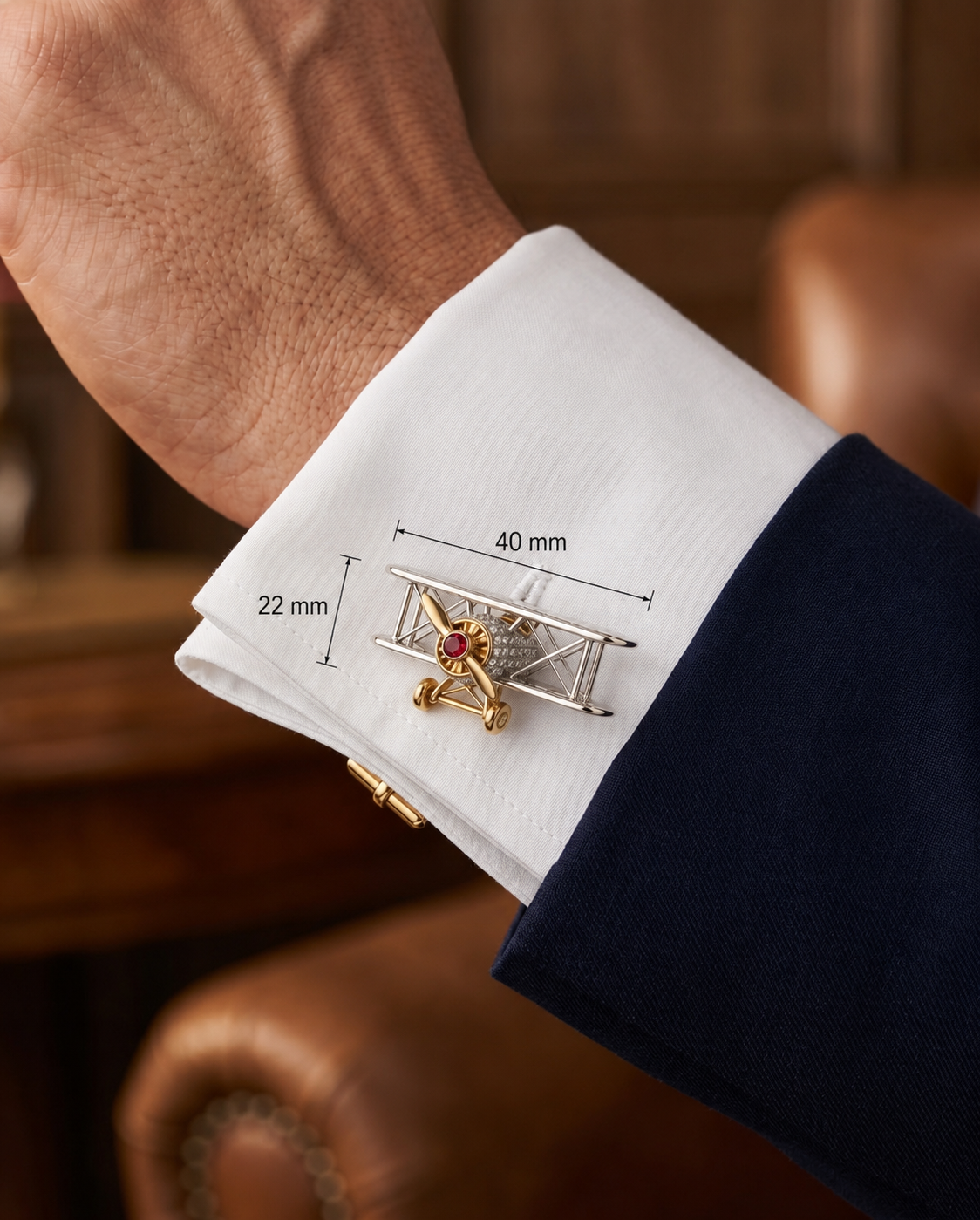 Classic Biplane Lab Diamond Cufflink