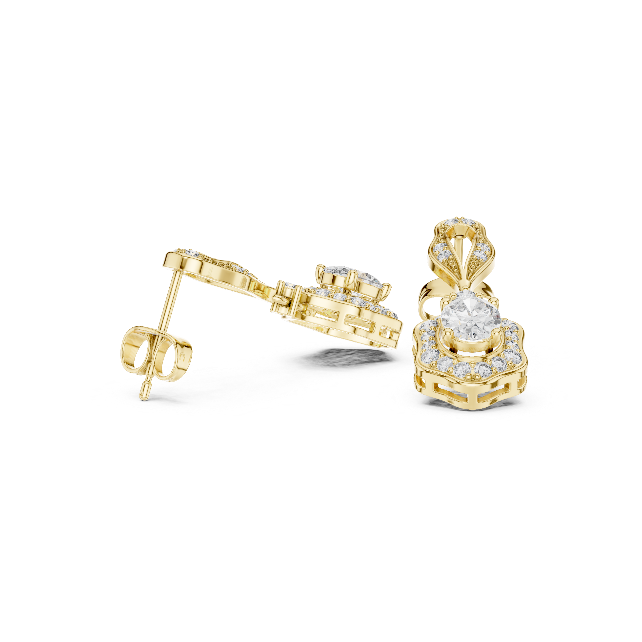 1.42 Lab Grown Diamond Earrings in 18kt Gold Vermeil