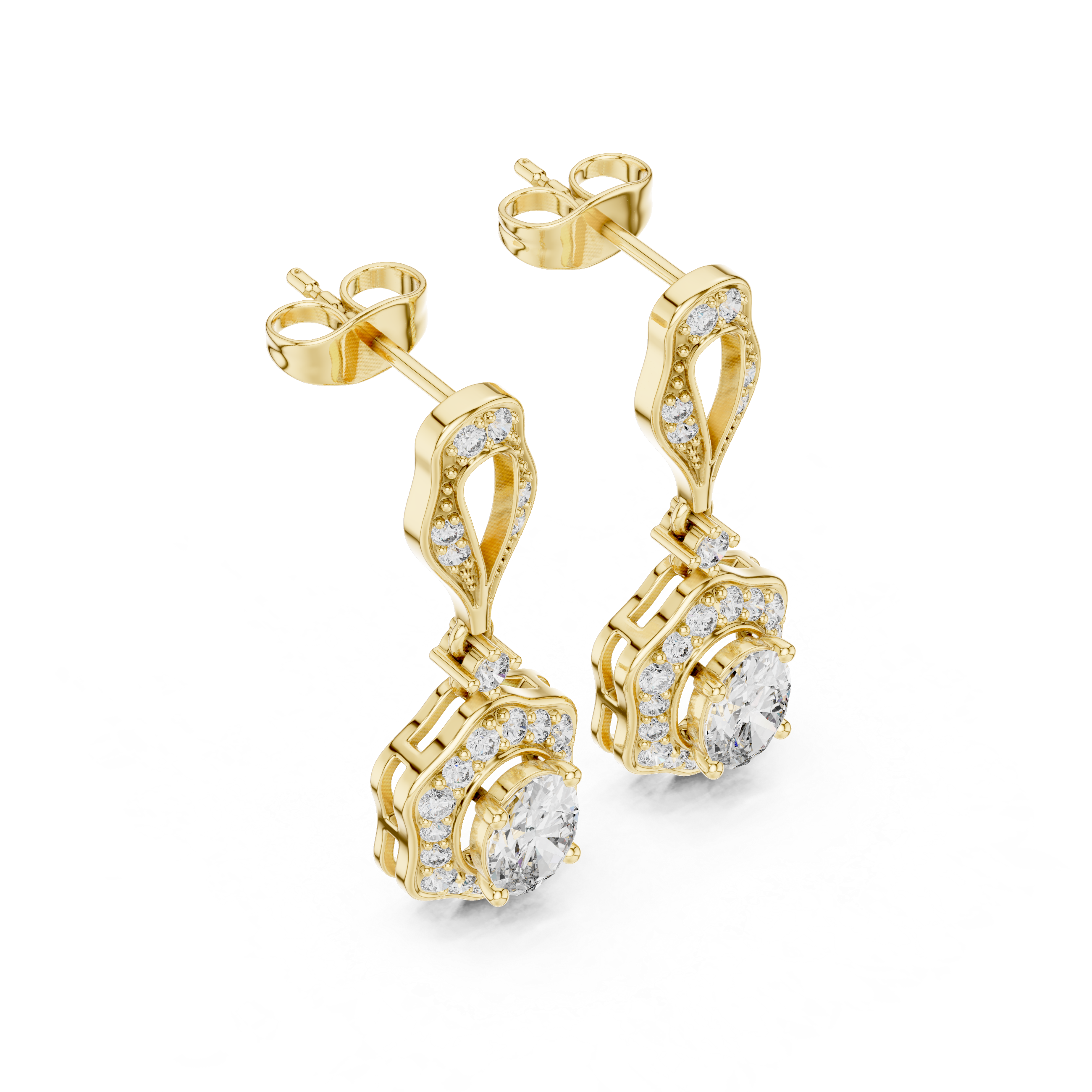 1.42 Lab Grown Diamond Earrings in 18kt Gold Vermeil