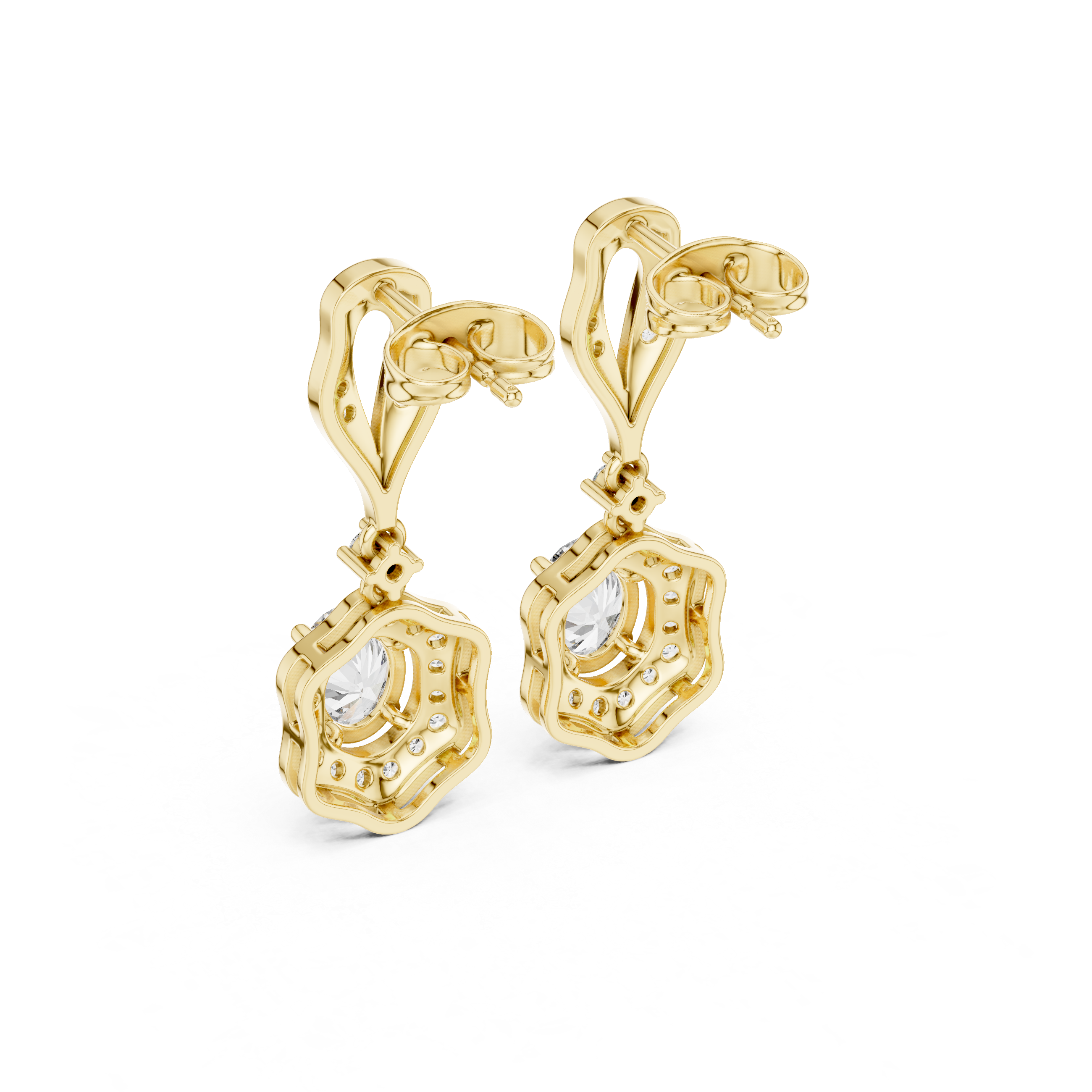 1.42 Lab Grown Diamond Earrings in 18kt Gold Vermeil