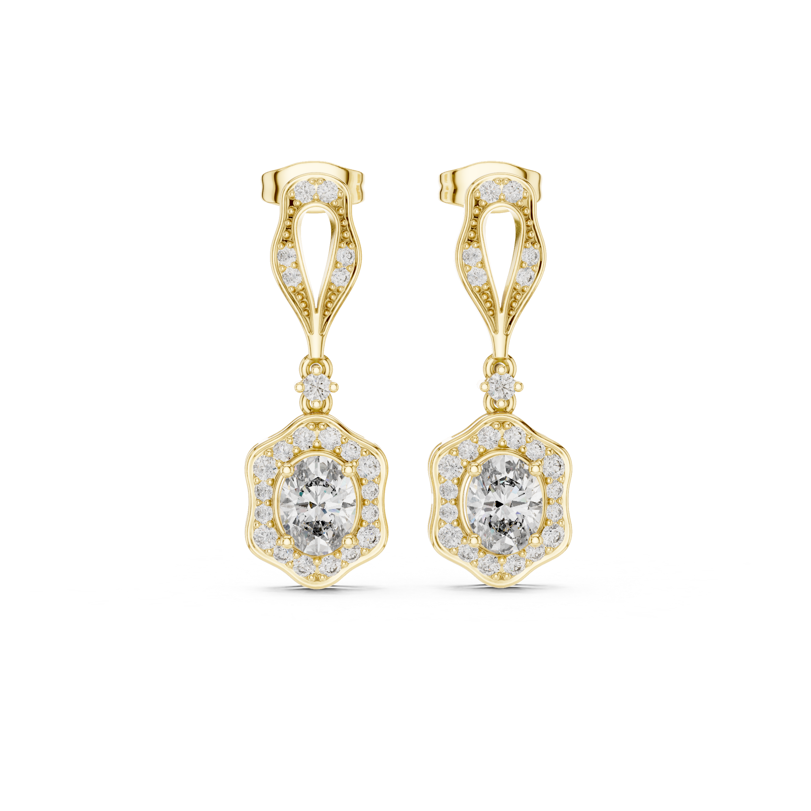1.42 Lab Grown Diamond Earrings in 18kt Gold Vermeil