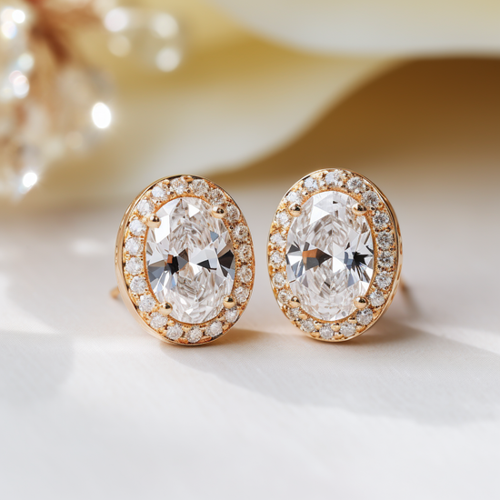 Acess 2ct Elongated Oval Lab Diamond Earring - Fiona Diamonds - Fiona Diamonds