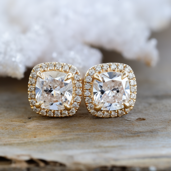 Beax 1ct Cushion Lab Diamond Earrings - Fiona Diamonds - Fiona Diamonds