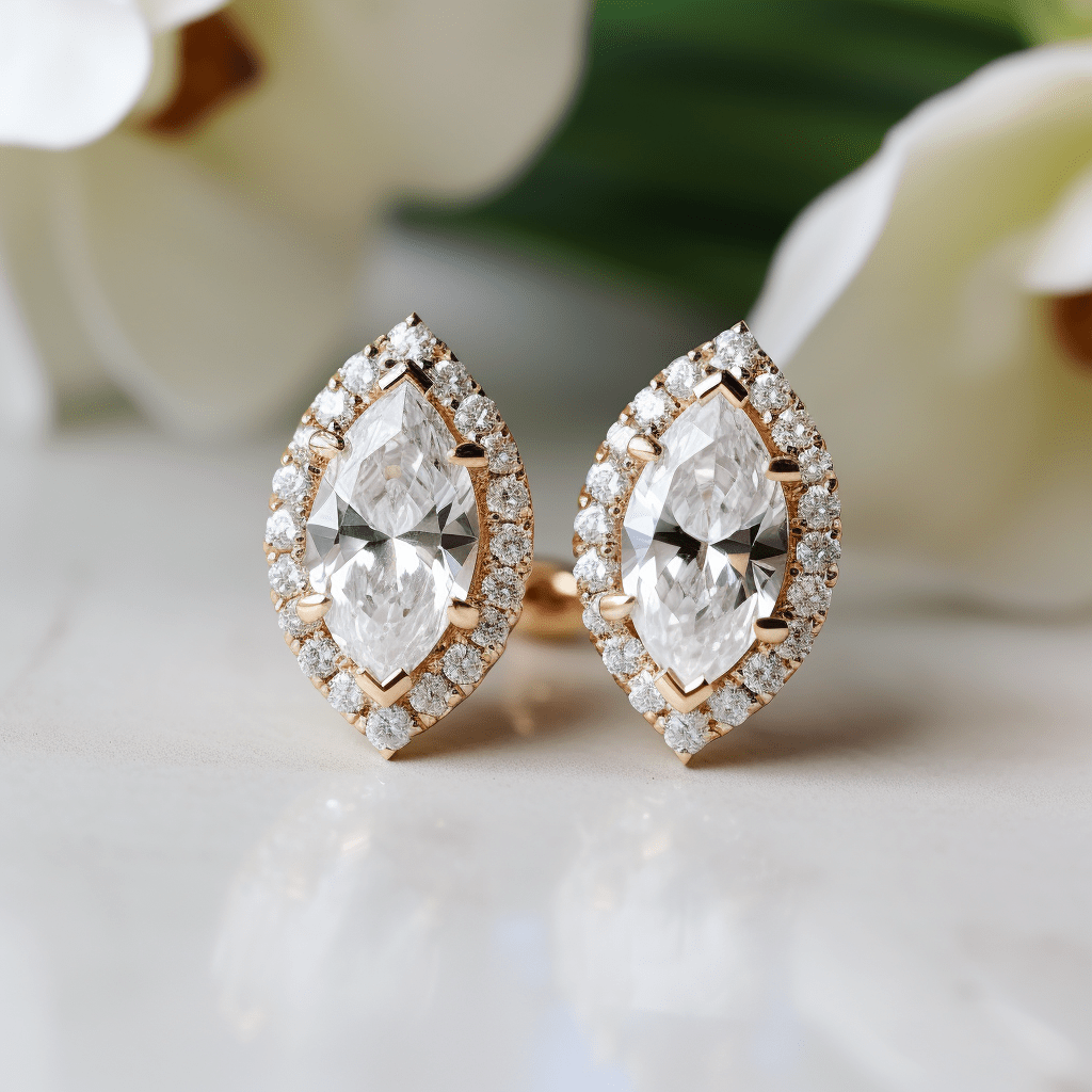 Acesi 1.5ct Marquise Halo Lab Diamond Earring - Fiona Diamonds - Fiona Diamonds
