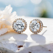 Alex 1.5ct Round Halo Lab Diamond Earring - Fiona Diamonds - Fiona Diamonds