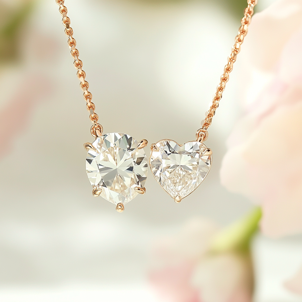 Kylenne Lab Diamond Toi et Moi Pendant - Fiona Diamonds - Fiona Diamonds