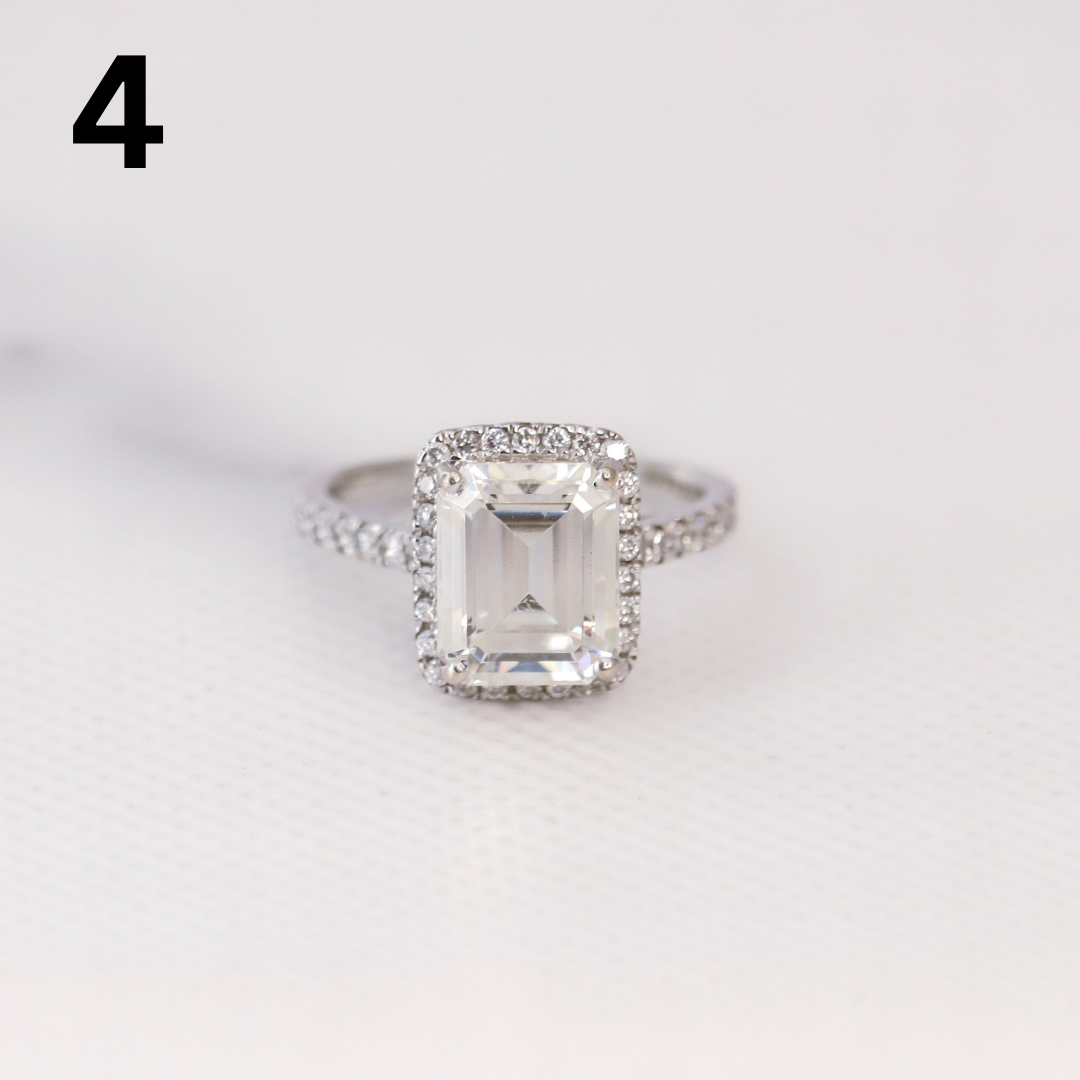 Load image into Gallery viewer, Manon 3.17ct  Emerald Moissanite Ring - Fiona Diamonds - Fiona Diamonds
