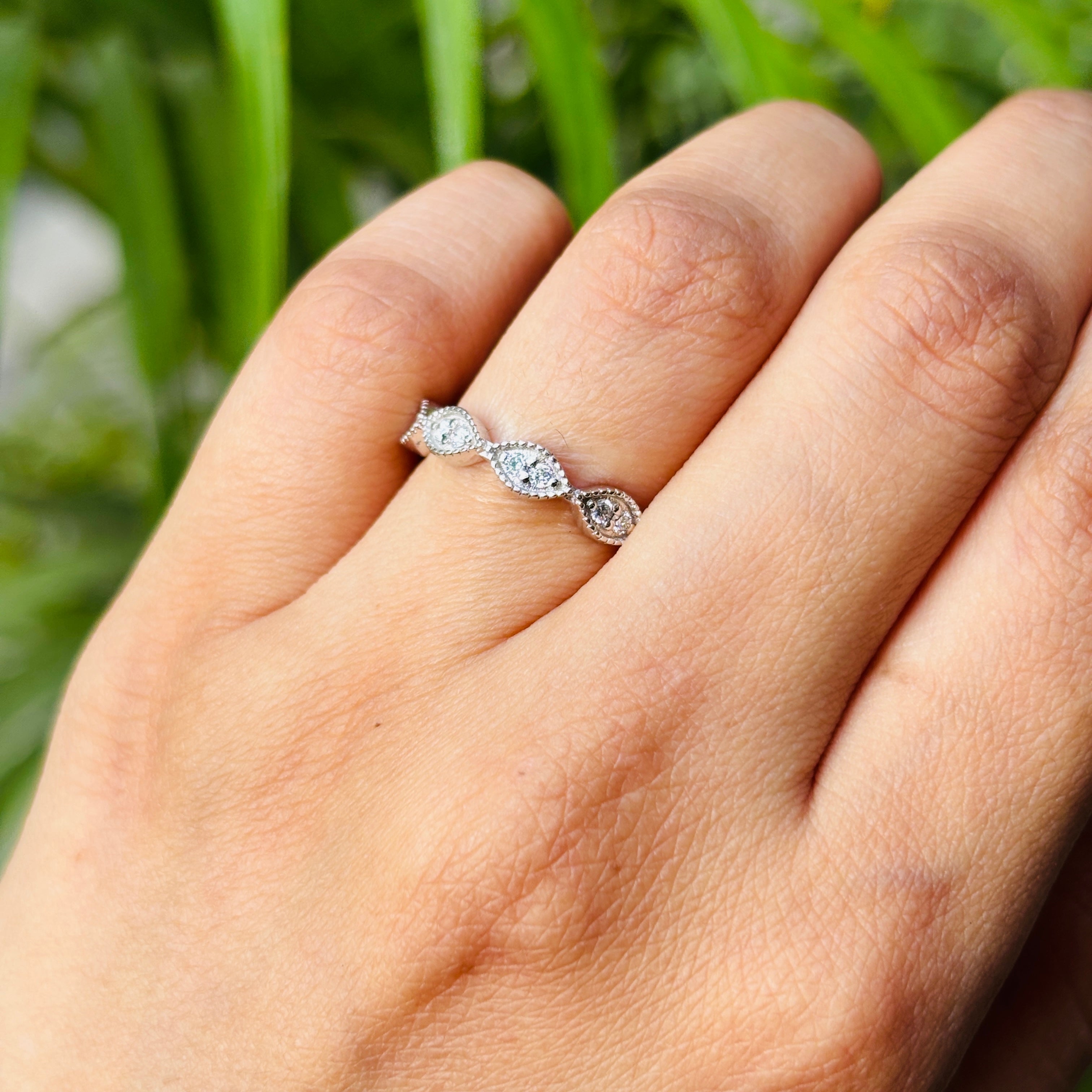 Side view of Solace Knot Round Lab Diamond Designer Ring in 18K White Gold - Fiona Diamonds