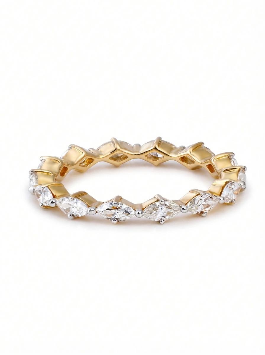 Marvel Marquise Lab Diamond Eternity Ring in 14K Yellow Gold by Fiona Diamonds