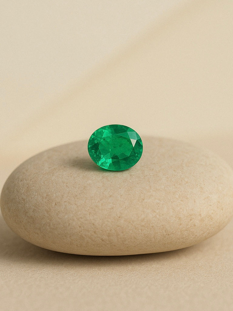 Lab Grown Colombian Emerald Oval Shape 1.34ct | Exquisite Gemstones - Fiona Diamonds - Fiona Diamonds