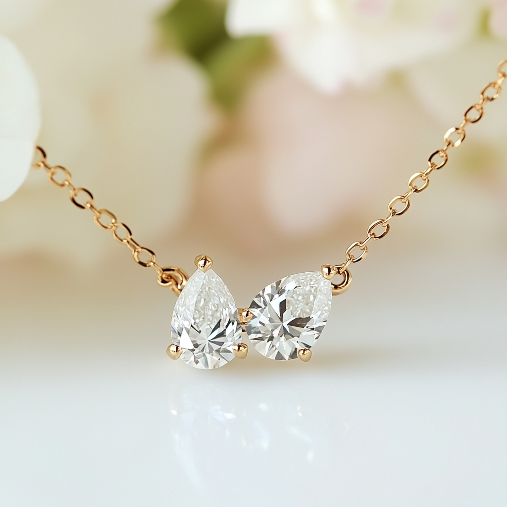 Glynis Lab Diamond Toi et Moi Pendant - Fiona Diamonds - Fiona Diamonds