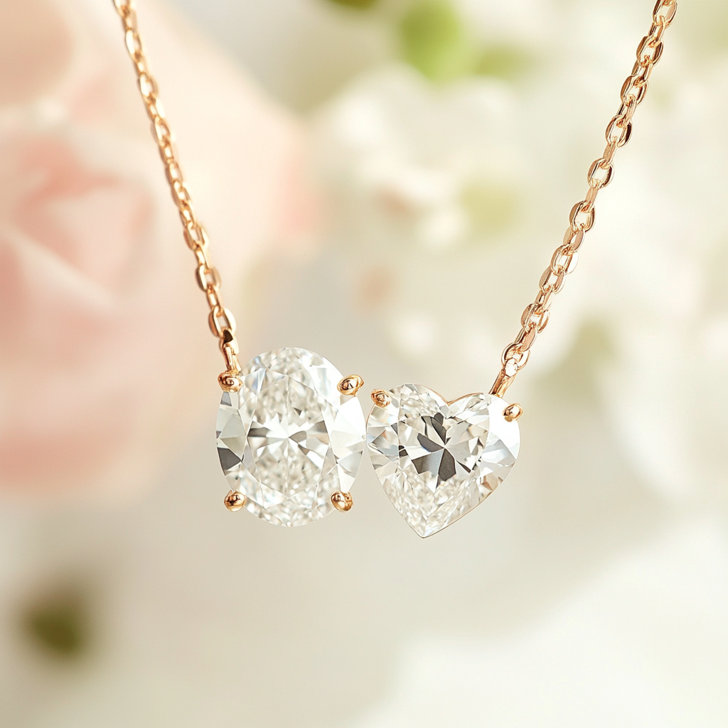 Delyra Lab Diamond Toi et Moi Pendant - Fiona Diamonds - Fiona Diamonds