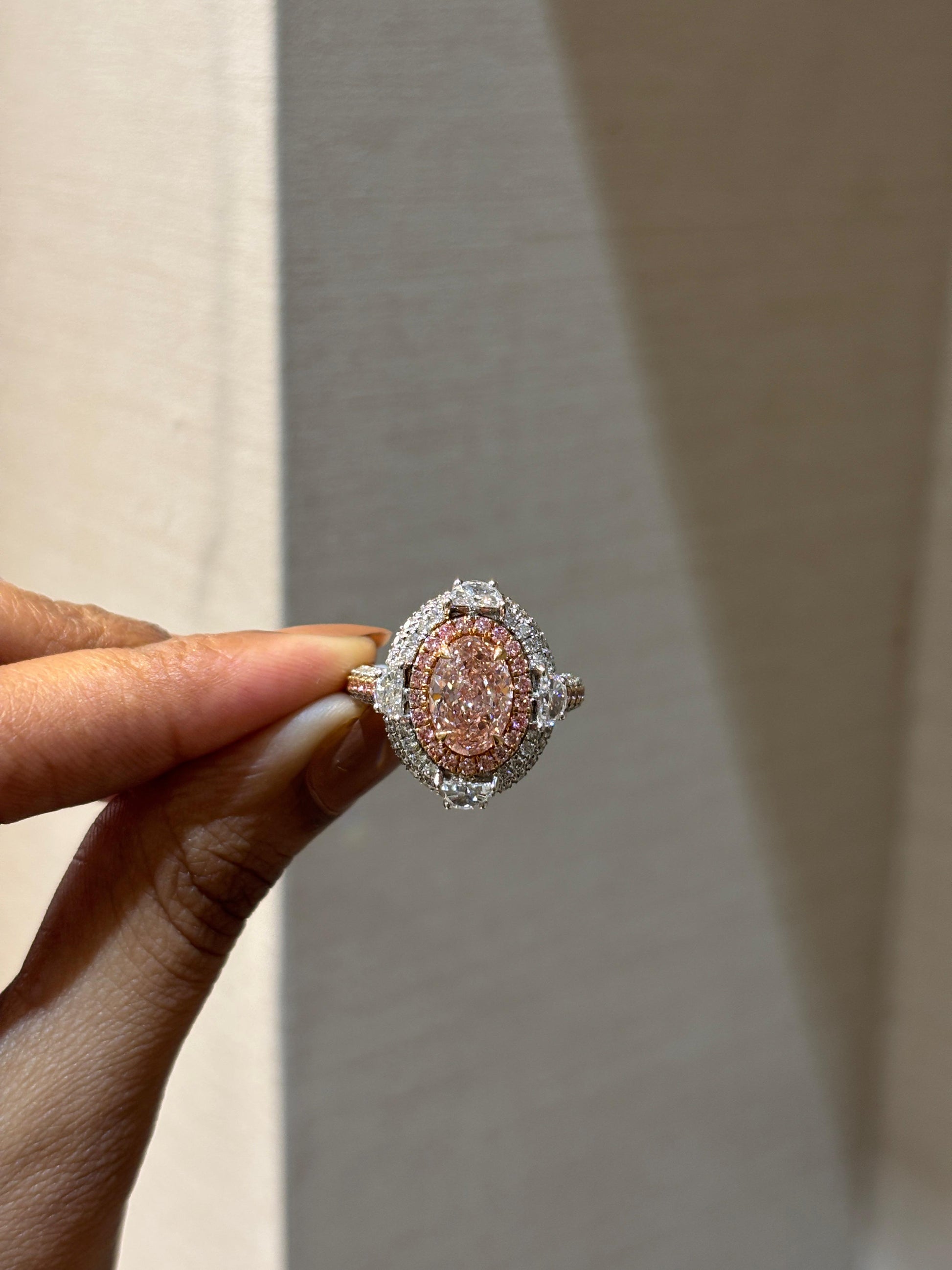 Winslet 2ct Pink Oval Lab Diamond Ring - Romantic Elegance - Fiona Diamonds - Fiona Diamonds