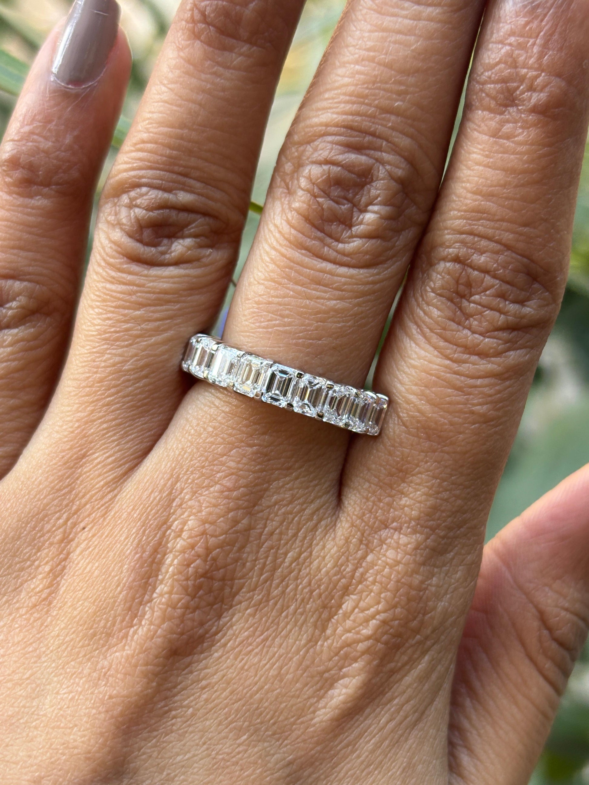 Emerald Lab Diamond Eternity Ring in 18K White Gold - Ulivra by Fiona Diamonds