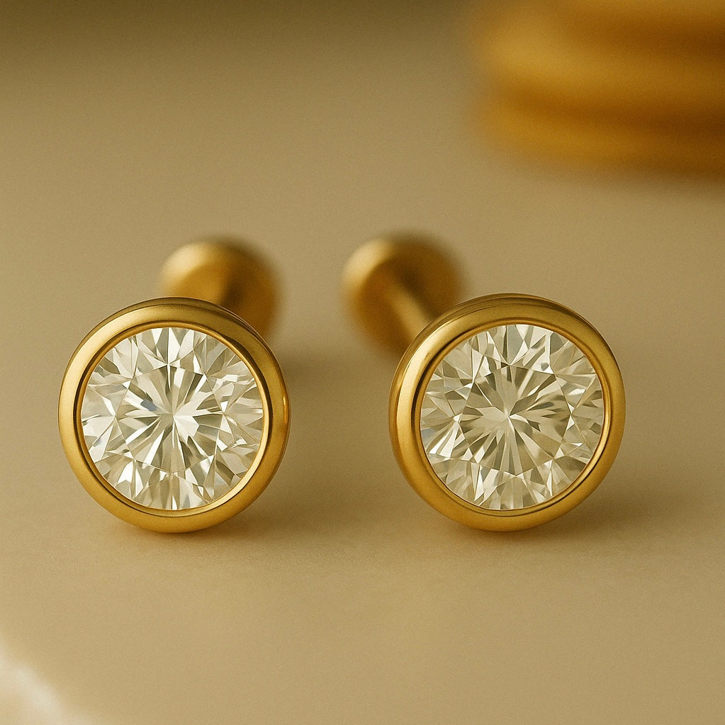 0.54ct Lab Grown Diamond Earring in 18kt Gold Vermeil - Fiona Diamonds - Fiona Diamonds