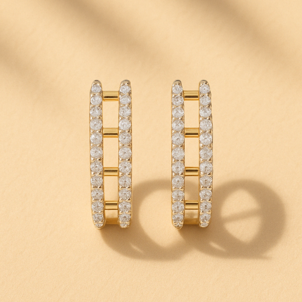 0.69ct Lab Grown Diamond Earring in 18kt Gold Vermeil - Fiona Diamonds - Fiona Diamonds
