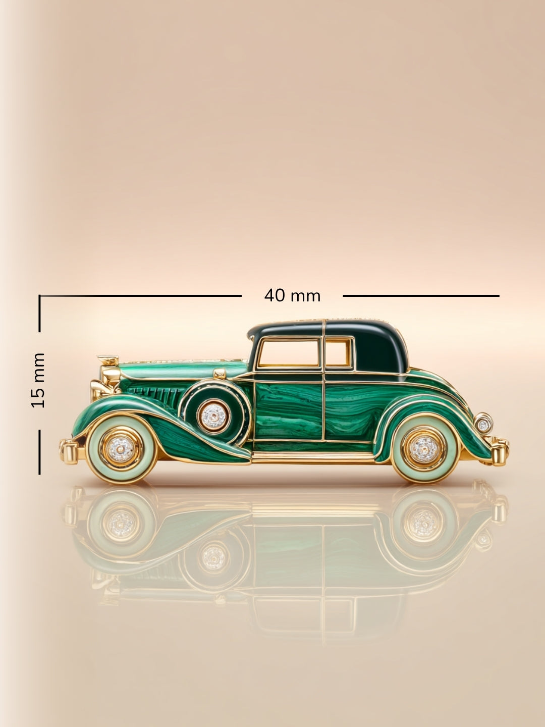 Malachite Coupé Car Lab Diamond Brooch - Fiona Diamonds - Fiona Diamonds