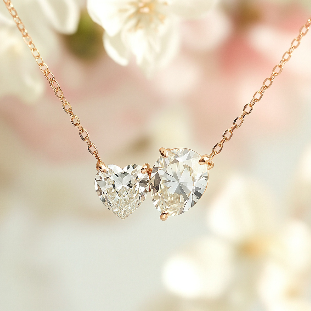 Drelvyn Lab Diamond Toi et Moi Pendant - Fiona Diamonds - Fiona Diamonds