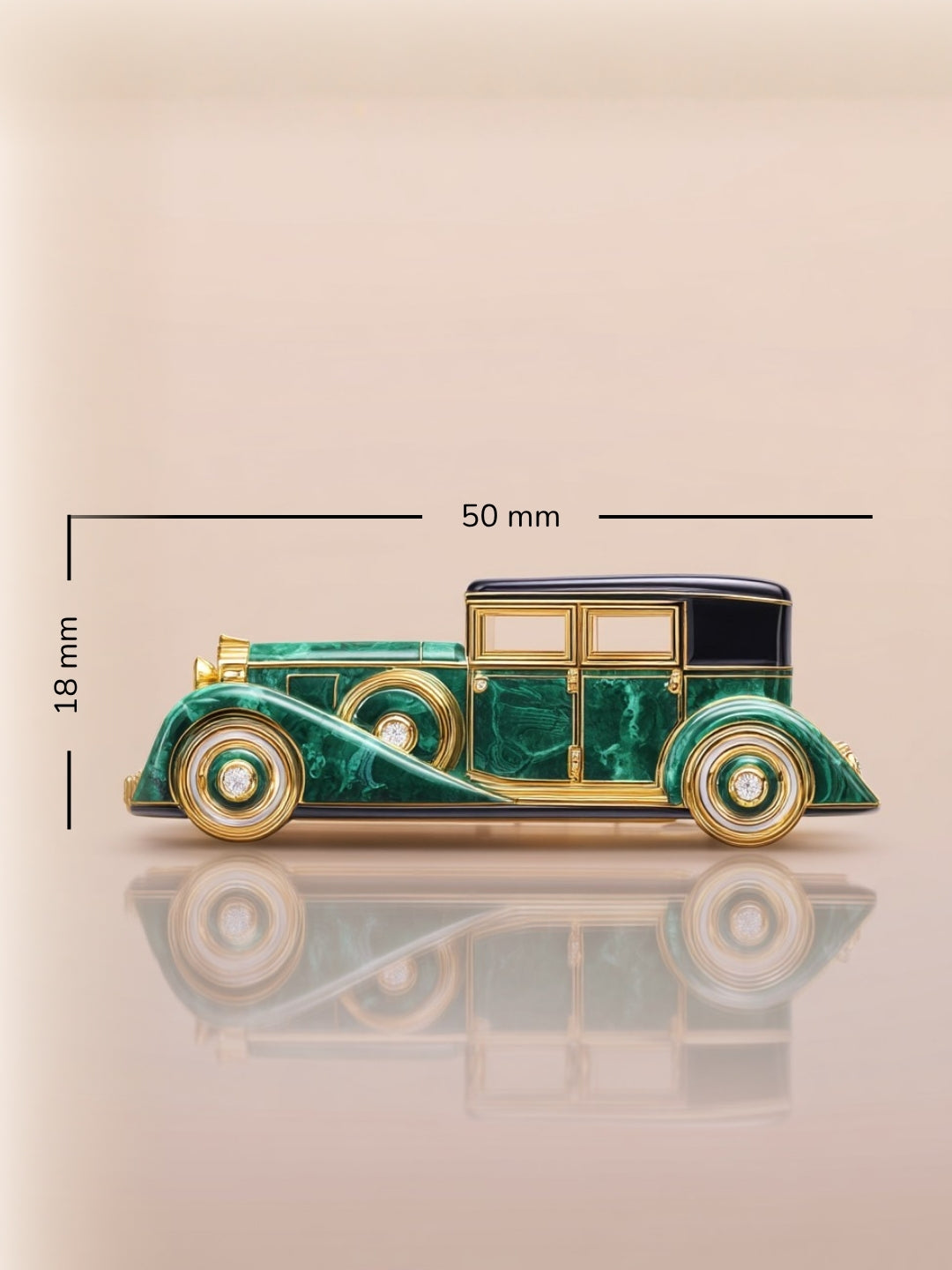 Malachite Grand Imperiale Car Lab Diamond Brooch - Fiona Diamonds - Fiona Diamonds