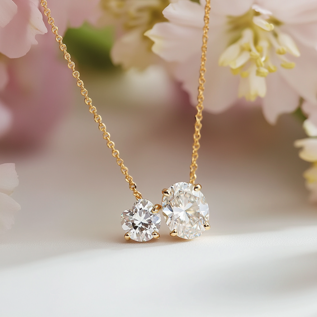 Caelira Lab Diamond Toi et Moi Pendant - Fiona Diamonds - Fiona Diamonds