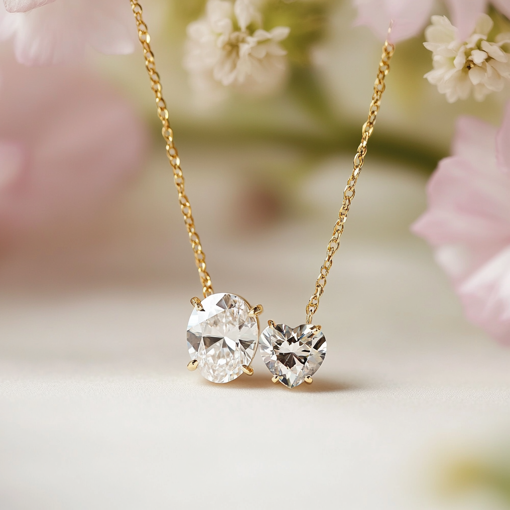 Avalyra Lab Diamond Toi et Moi Pendant - Fiona Diamonds - Fiona Diamonds