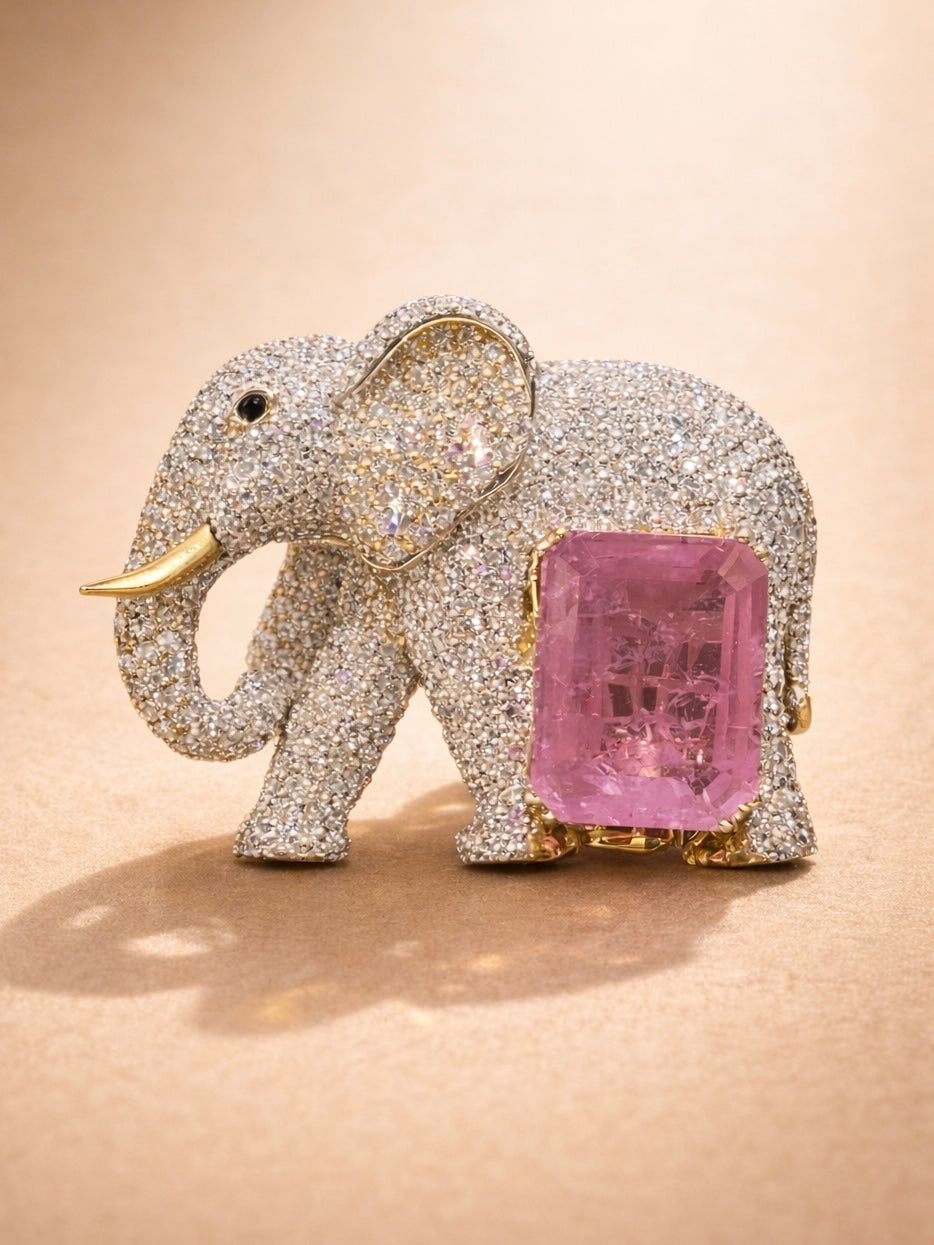 Ganesh Royal Lab Diamond Brooch - Fiona Diamonds - Fiona Diamonds