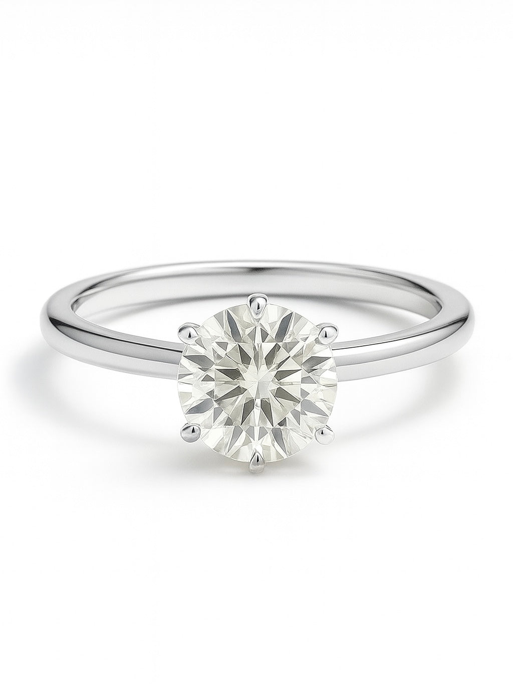 Mingzhu 1.5ct Round Round Lab Diamond Classic Solitaire Ring in 18K White Gold by Fiona Diamonds