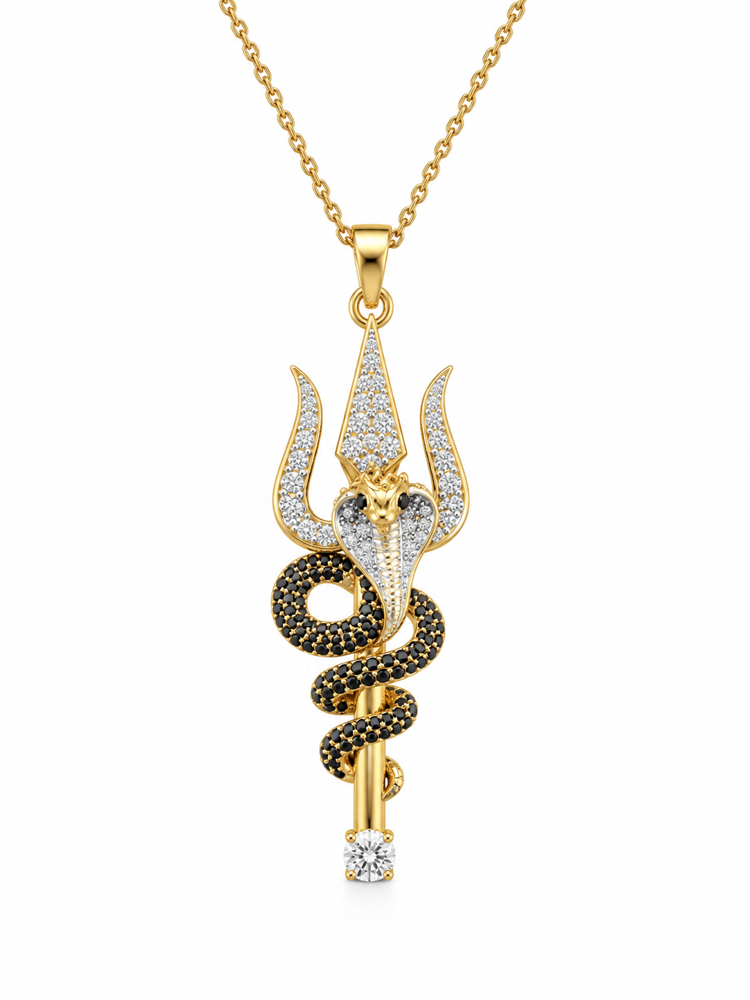 Mahadev Serpent Trishul Lab Diamond Pendant