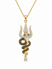 Mahadev Serpent Trishul Lab Diamond Pendant