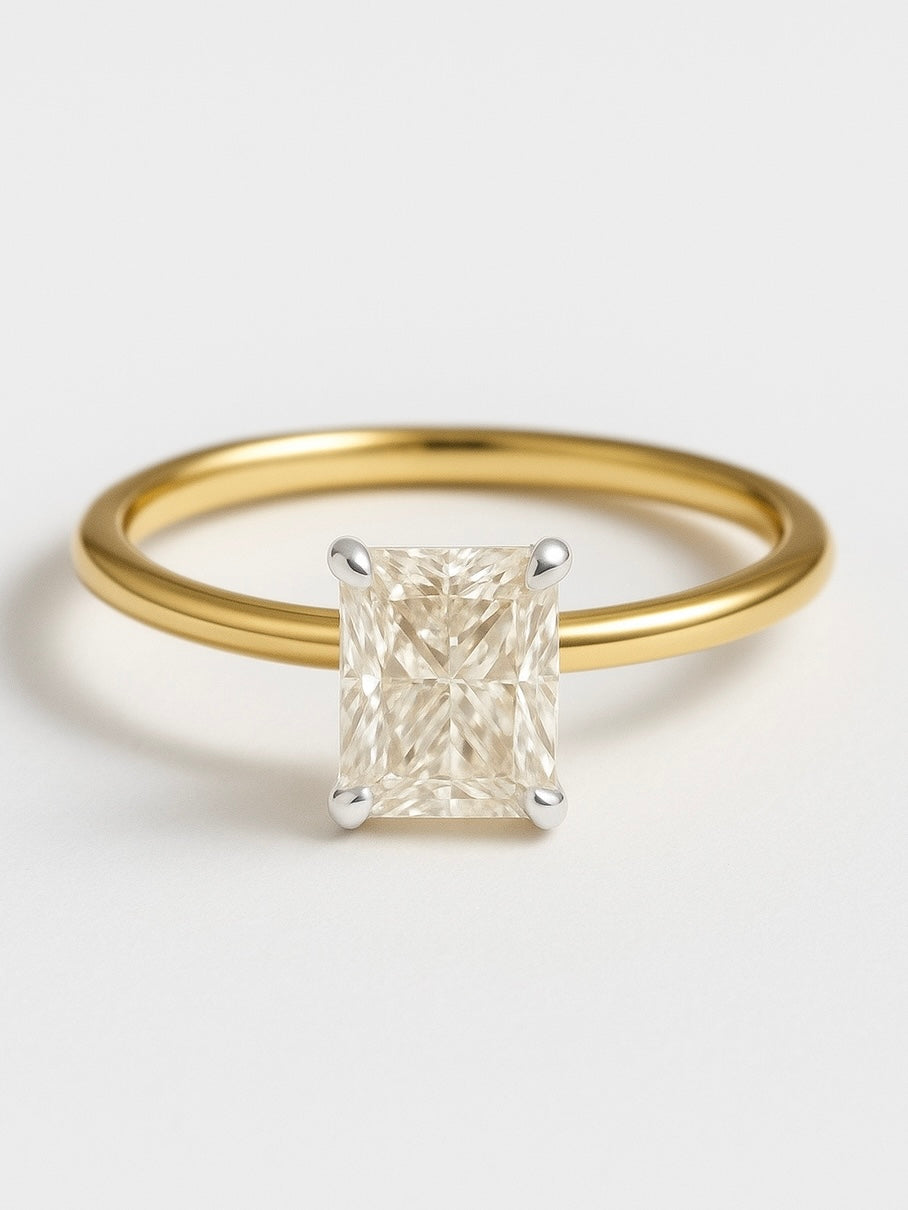 1ct Radiant Radiant Lab Diamond Classic Solitaire Ring in 14K Yellow Gold by Fiona Diamonds