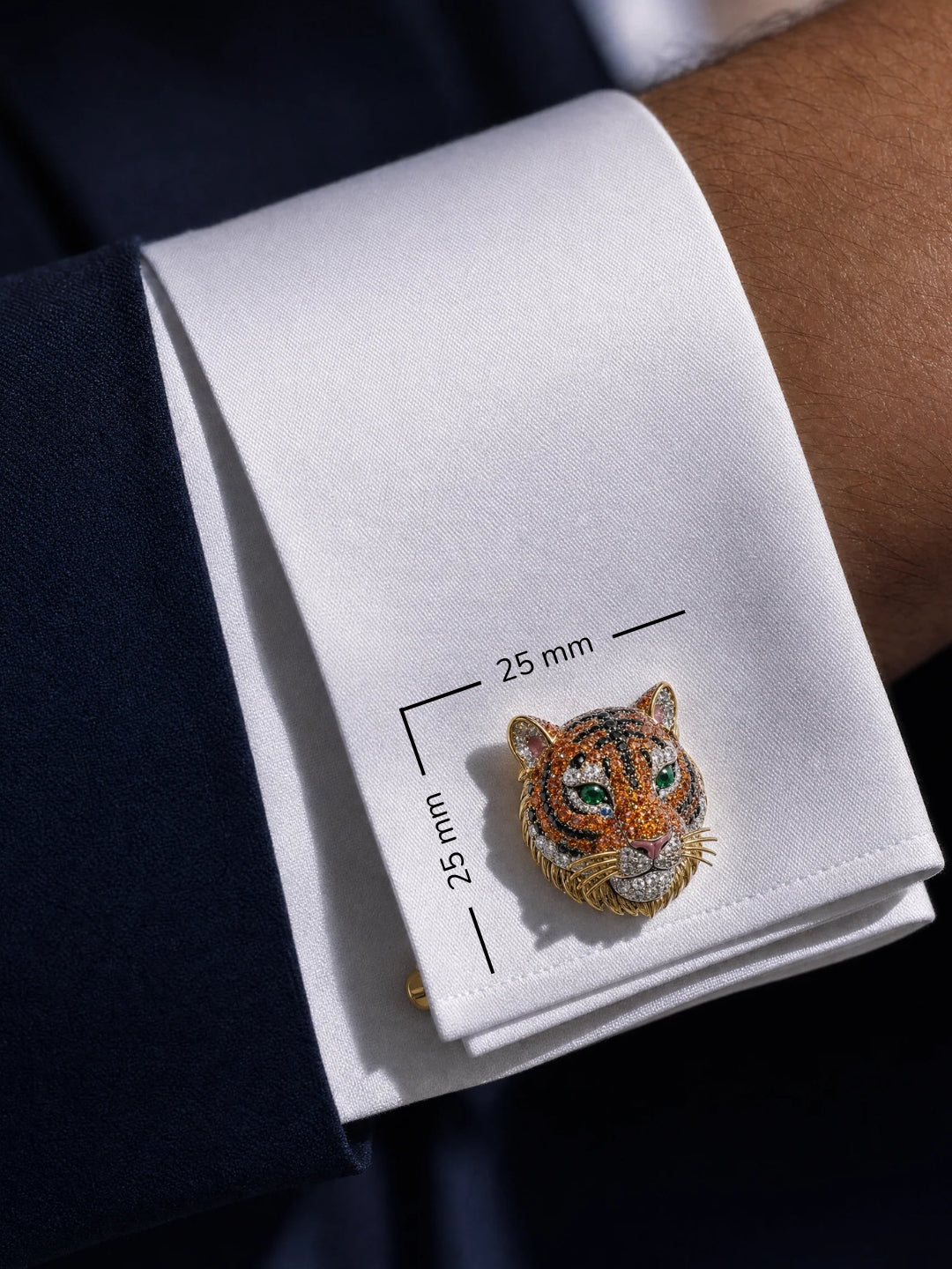 The Tiger I Lab Diamond Cufflink - Fiona Diamonds - Fiona Diamonds