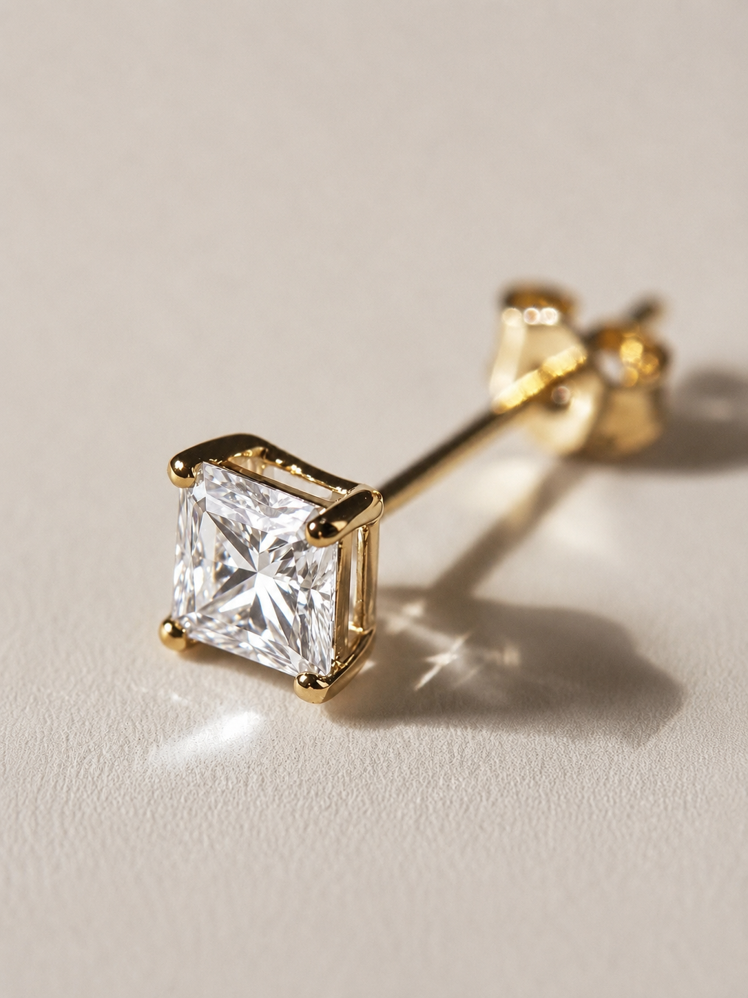 Talon Lab Diamond 0.50ct Princess Mens Stud