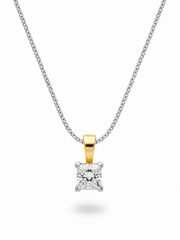 Solace Teardrop Princess Lab Diamond Solitaire Pendant in 18K Yellow Gold by Fiona Diamonds