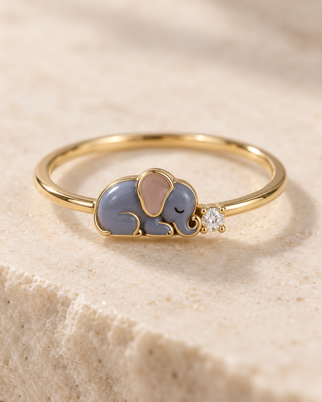 Aurelia Twin Diamond Elephant Lab Diamond Ring | Fiona