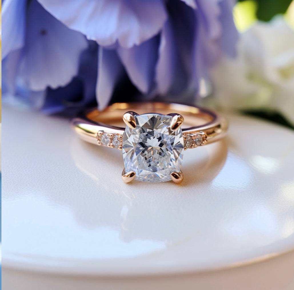 Shaky 1.5ct Cushion Lab Diamond Ring - Fiona Diamonds - Fiona Diamonds