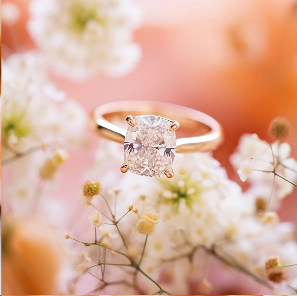 Quavery 3ct Elongated Cushion Lab Diamond Ring - Fiona Diamonds - Fiona Diamonds