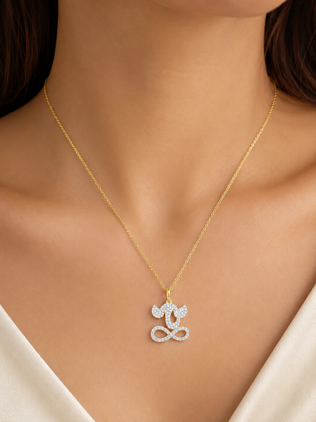 Ganesh Lab Diamond Pendant in 18kt Gold Vermeil