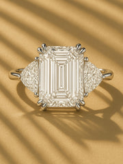 Bin Emerald Lab Diamond Three Stone Ring in 14K White Gold by Fiona Diamonds