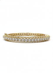 Jorin Crest Round Lab Diamond Solitaire Bangle in 14K Yellow Gold by Fiona Diamonds