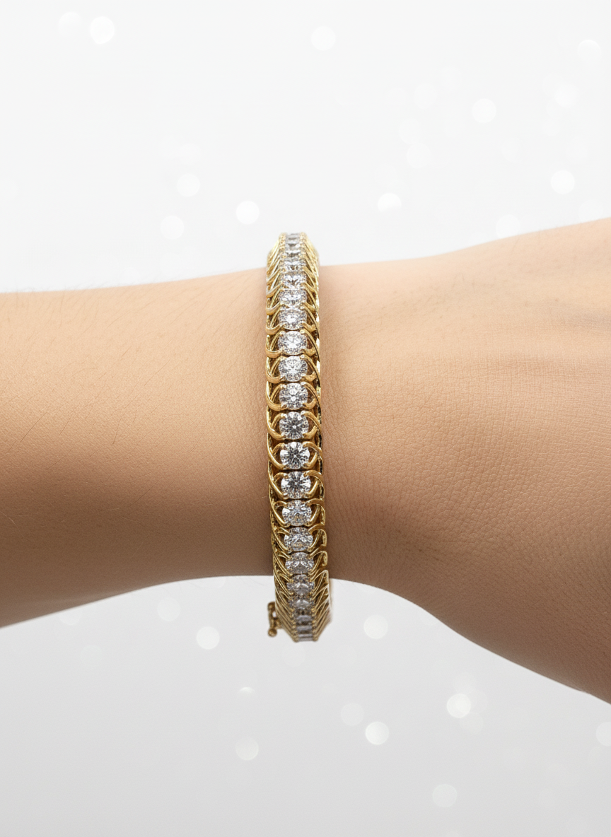 Side view of Jorin Crest Round Lab Diamond Solitaire Bangle in 14K Yellow Gold - Fiona Diamonds