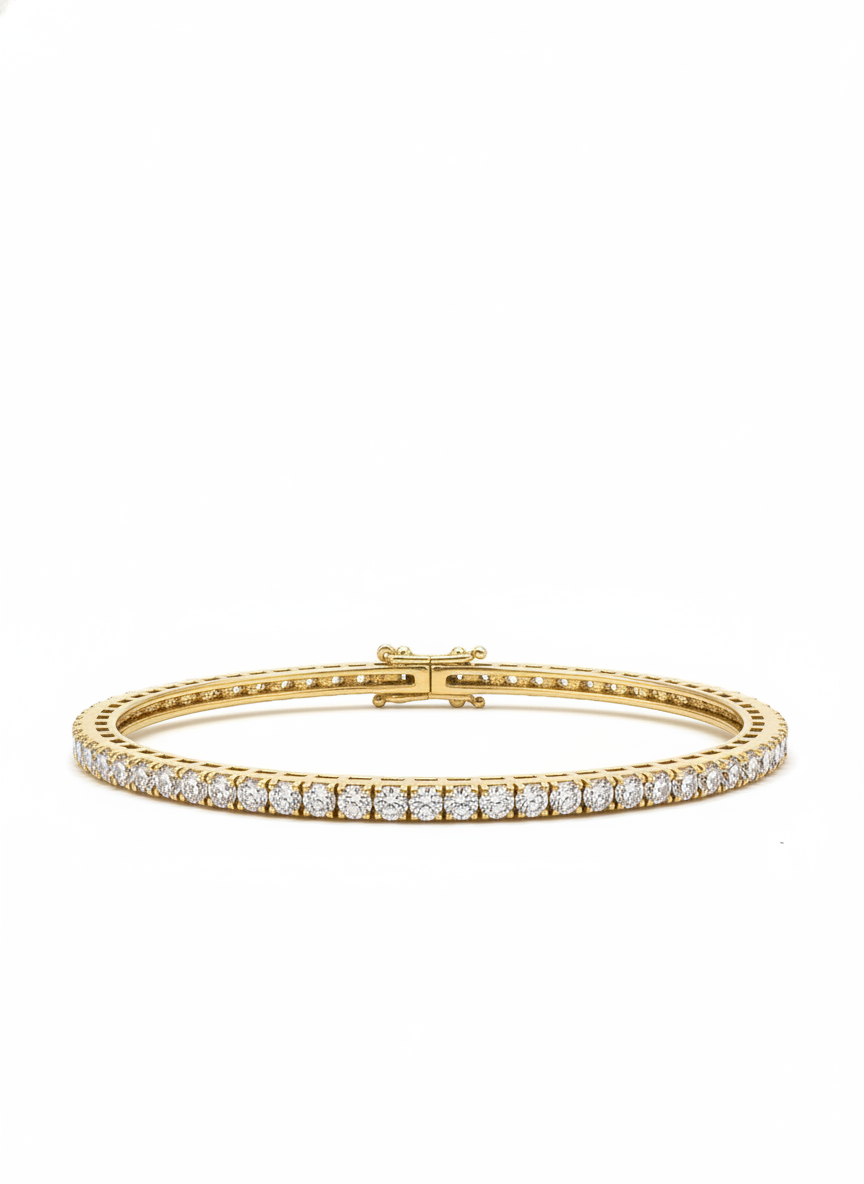 Kasiel Drift Round Lab Diamond Solitaire Bangle in 14K Yellow Gold by Fiona Diamonds
