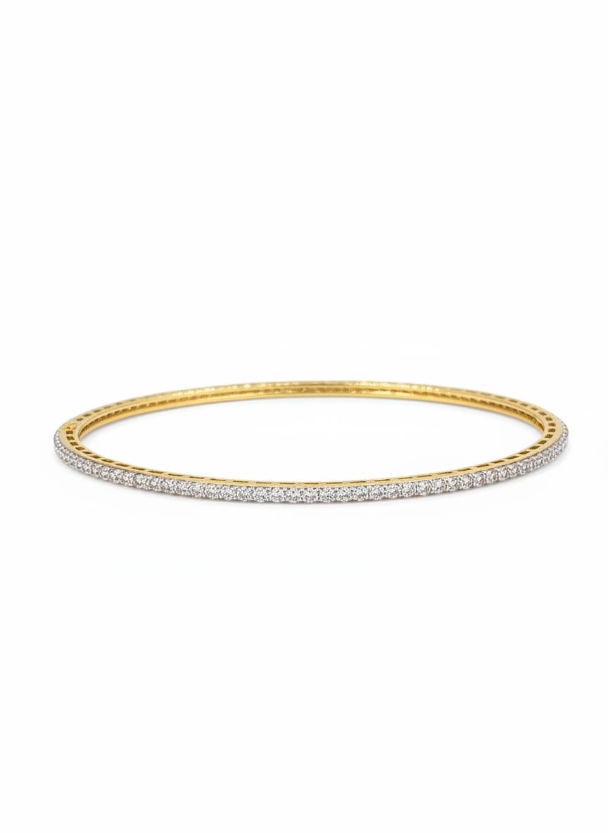 Celvoria Rise Round Lab Diamond Solitaire Bangle in 14K Yellow Gold by Fiona Diamonds
