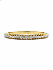 Avyx Arc Round Lab Diamond Solitaire Bangle in 14K Yellow Gold by Fiona Diamonds