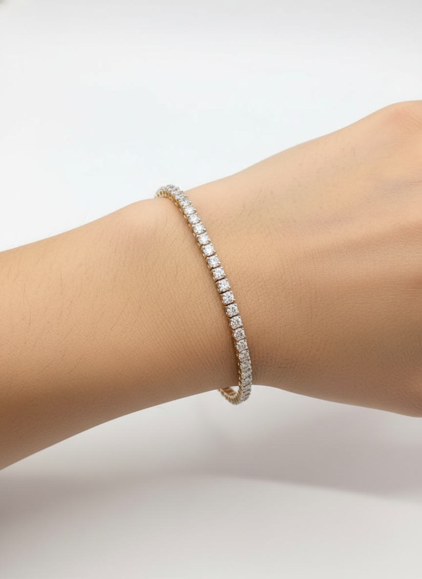 Luna Forge Round Lab Diamond Tennis Bracelet in 14K Yellow Gold by Fiona Diamonds