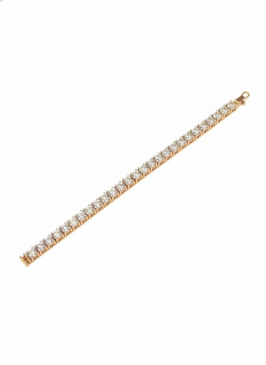 Side view of Luna Forge Round Lab Diamond Tennis Bracelet in 14K Yellow Gold - Fiona Diamonds