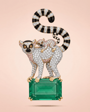 Emerald Lemur Lab Diamond Brooch