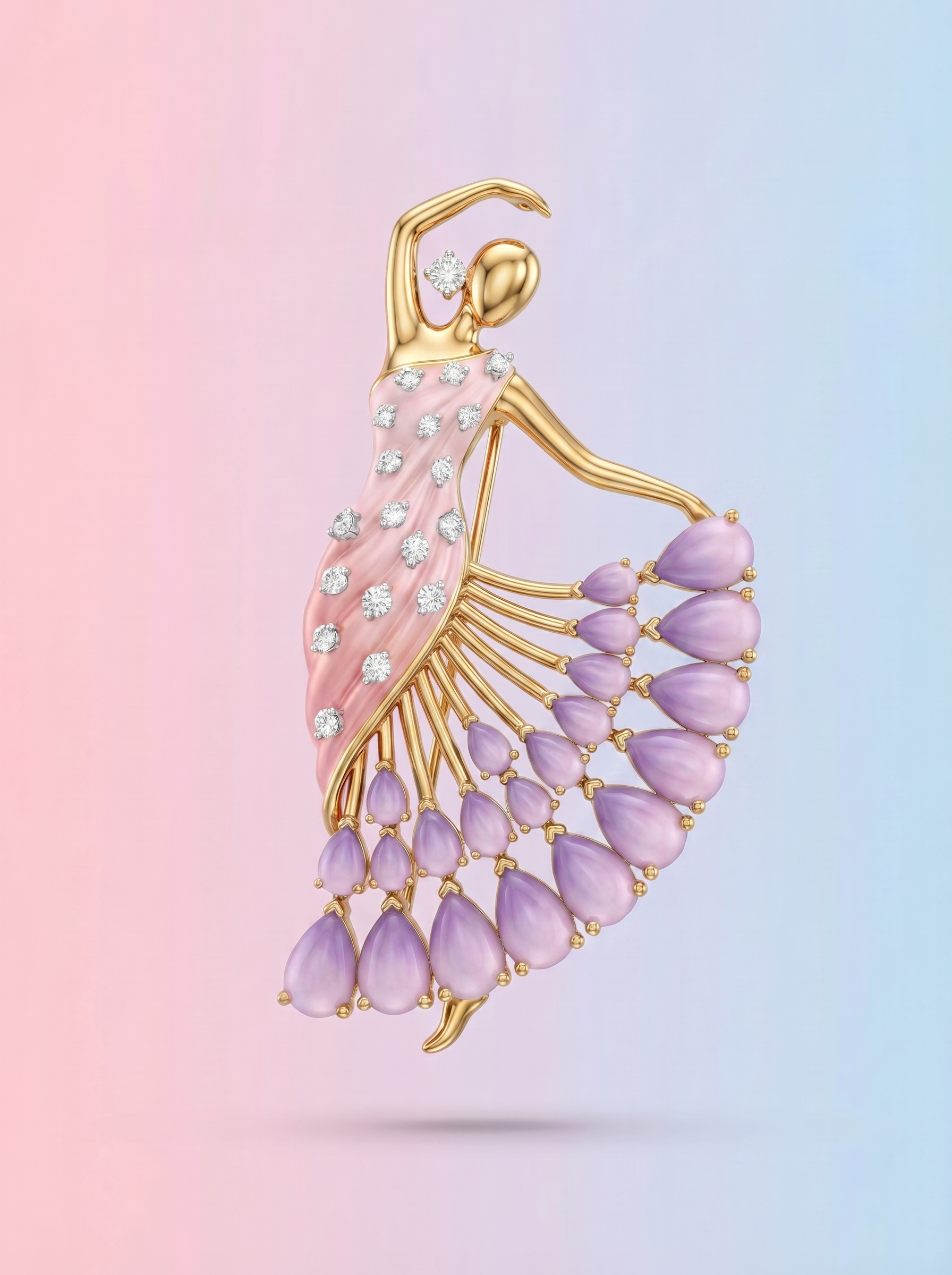 Lavender Dancer Lab Diamond Brooch