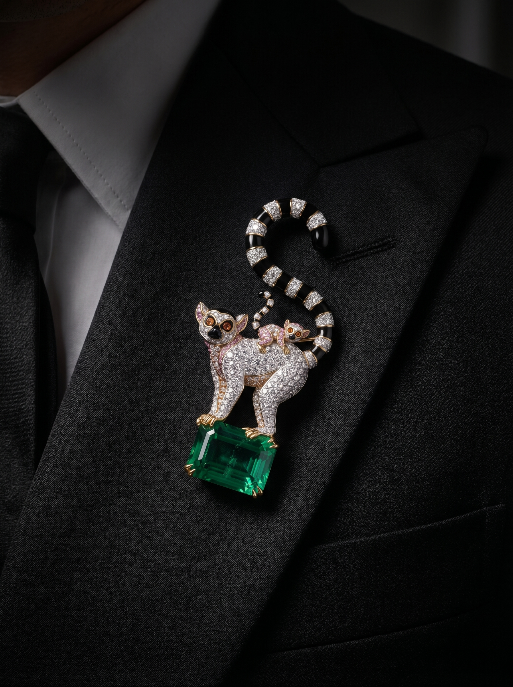 Lemur Royale Lab Diamond Brooch